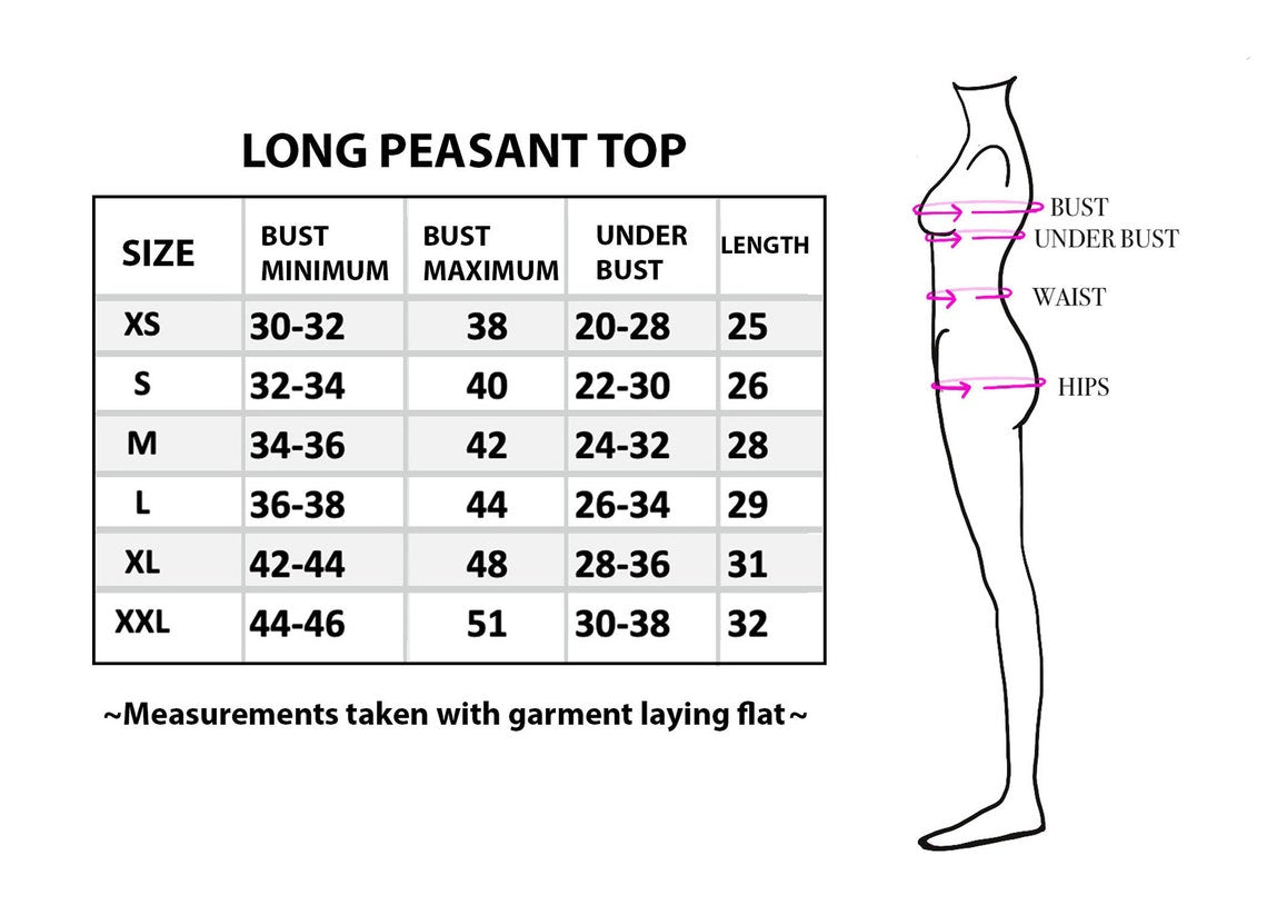 BLACK GAUZE LONG PEASANT TOP